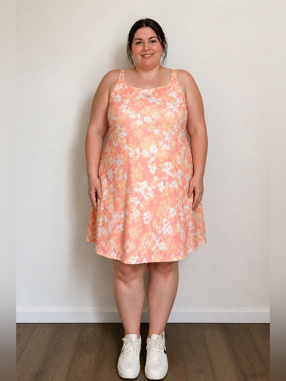 Columbia Sleeveless Peach Floral A-Line Dress